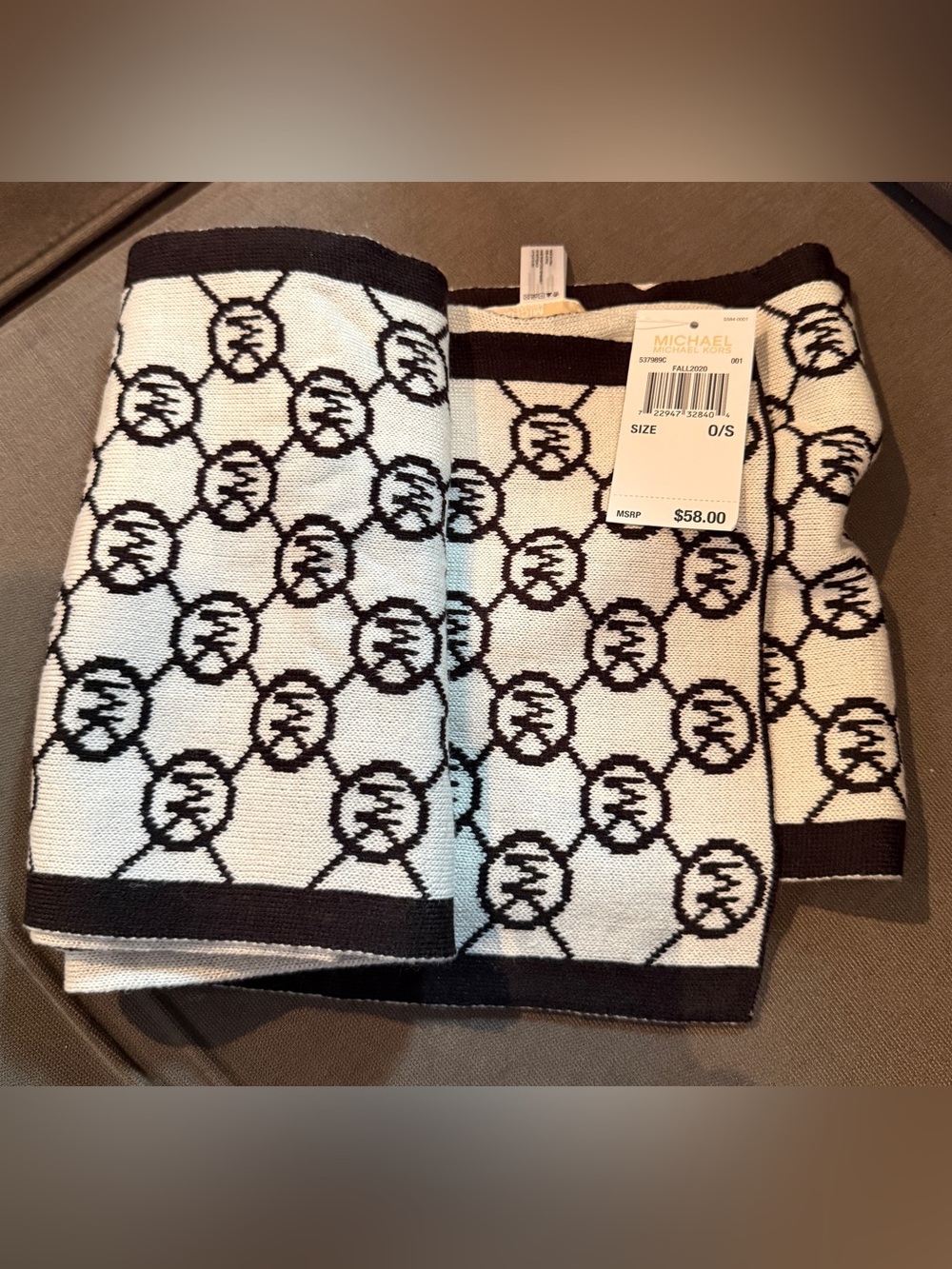 Michael Kors Black & White Signature Logo Scarf